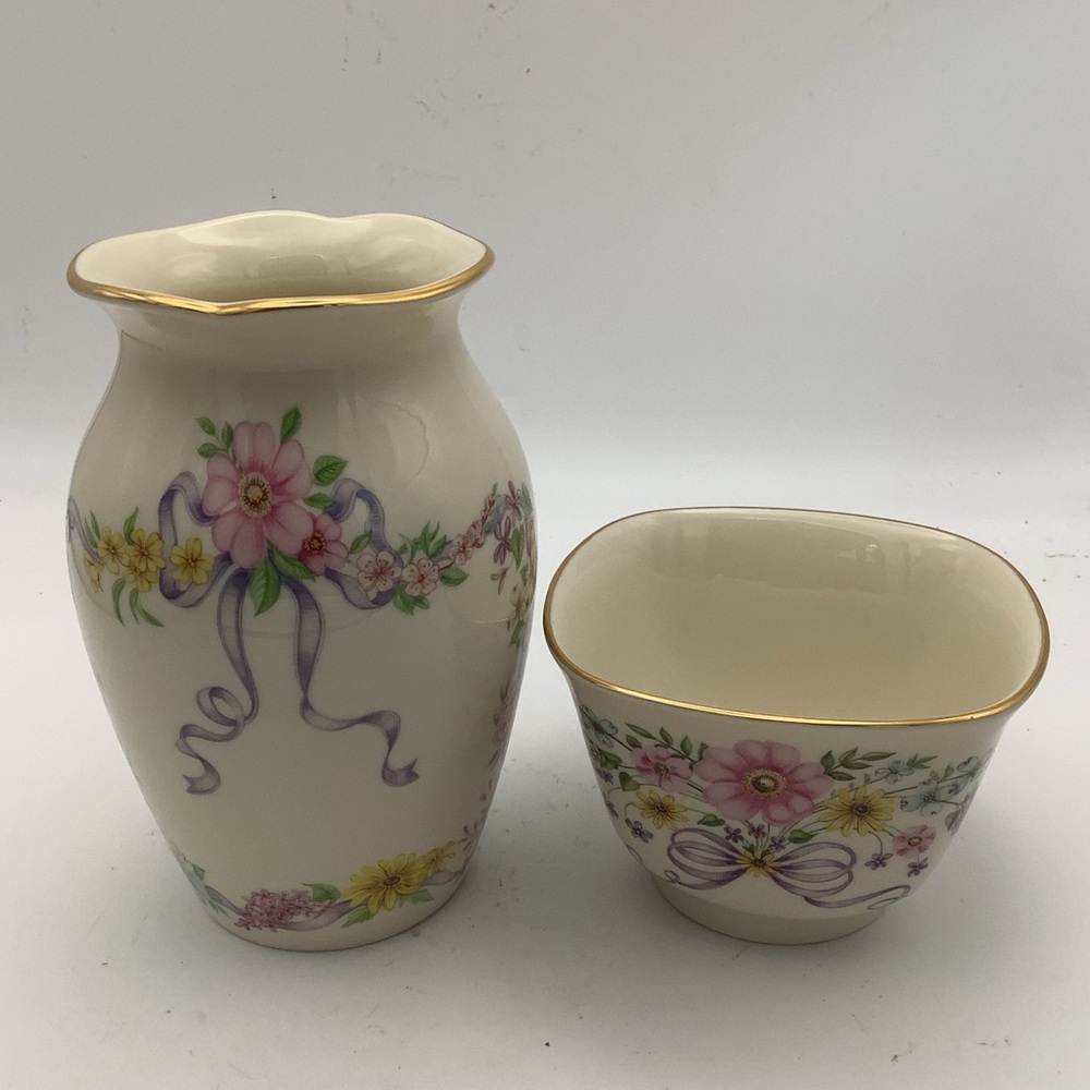 Vintage Lenox The Constitution  Limited Edition Floral Vase and  Treat Bowl